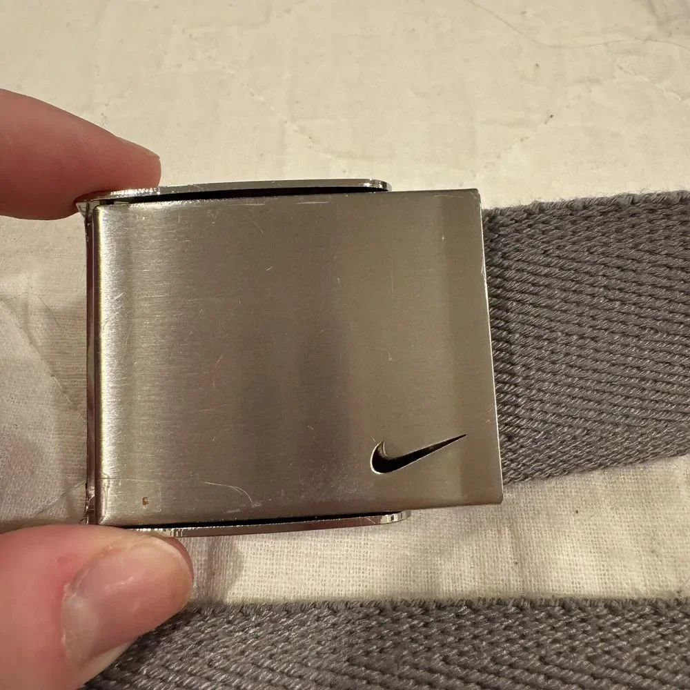 Nike Mens Charcoal Gray Mesh Fabric Web‎ Belt Adjustable Sliver Buckle One Size
